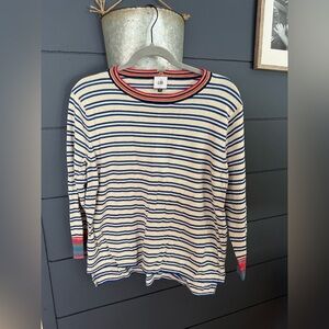 Cabi Cadet Pullover Striped Sweater blue grunge small